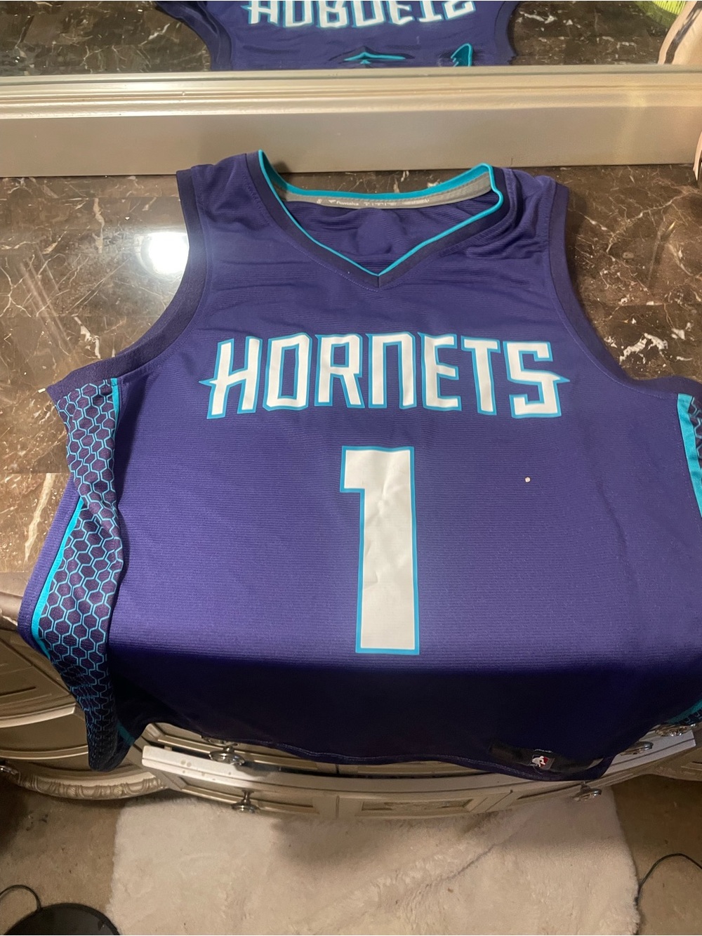Fanatics Purple Hornets Basketball Jersey with Teal Trim